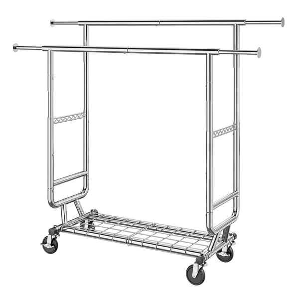 Tøjstativ, Dobbelt justerbar bøjlestang, 128.2x54.5x144.3-186.7 cm, Opbevaring, Stål