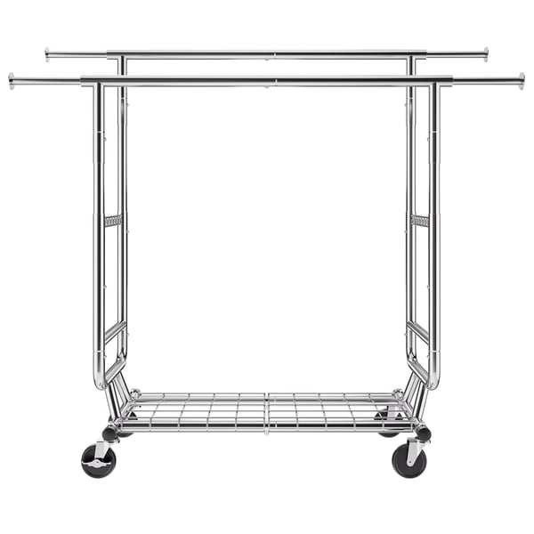 Tøjstativ, Dobbelt justerbar bøjlestang, 128.2x54.5x144.3-186.7 cm, Opbevaring, Stål