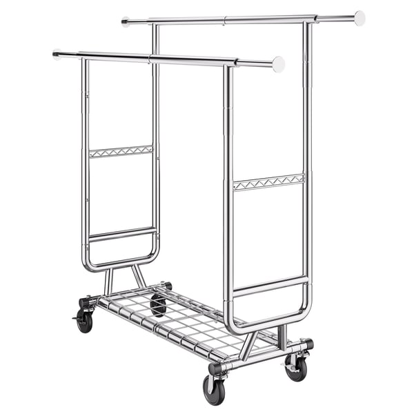 Tøjstativ, Dobbelt justerbar bøjlestang, 128.2x54.5x144.3-186.7 cm, Opbevaring, Stål