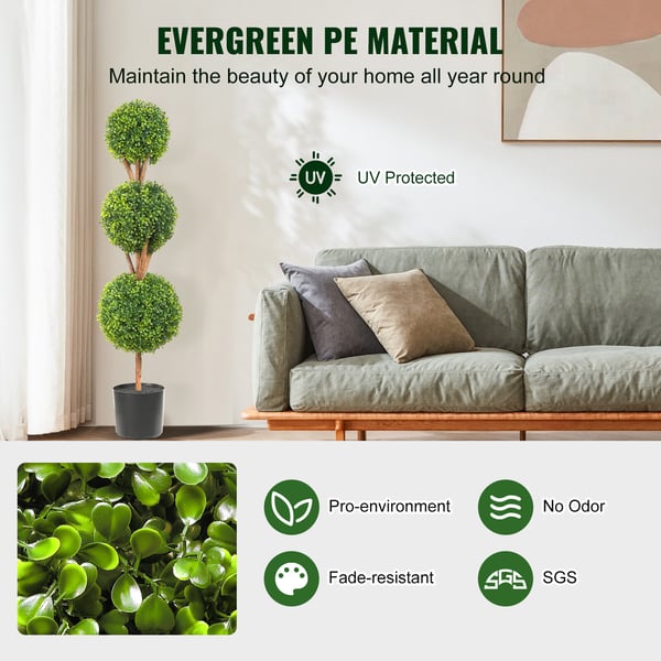 Kunstig topiarytræ, 122 cm, grøn, PE-materiale