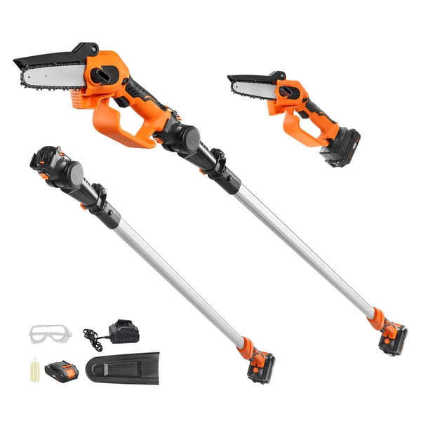 Trådløs stangsav og minikædesav, 12,7 cm skærekapacitet, 243,8 cm rækkevidde, batteri inkluderet
