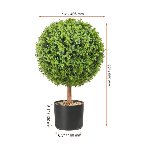 Artificiella buxbomträd 61 cm gröna, set om 2, PE-material