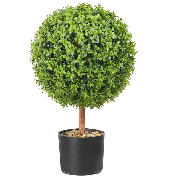 Artificiella buxbomträd 61 cm gröna, set om 2, PE-material