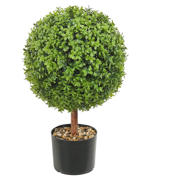 Artificiella buxbomträd 61 cm gröna, set om 2, PE-material