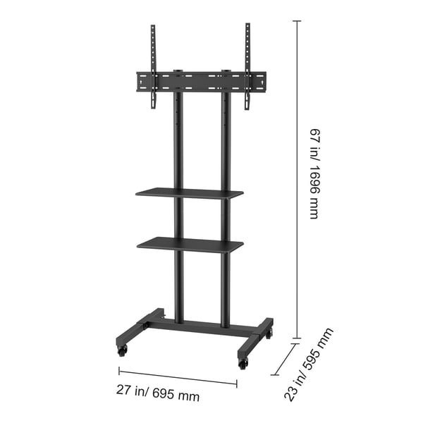 TV-bord, Mobil TV-stander, 69,5x59,5x169,6 cm, Justerbar, Med hjul