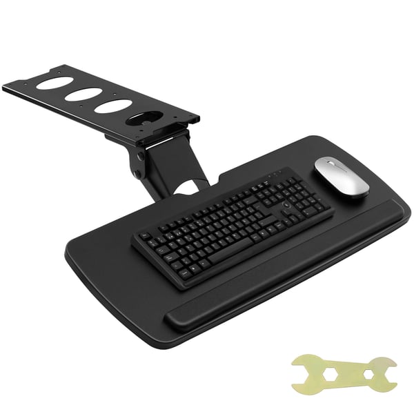 Tastaturbakke, Justerbar højde og vinkel, 63,5x25 cm, Sort, Ergonomisk