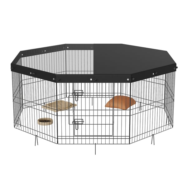 Hundhage, 160x160x61 cm, Svart, Metall, Fällbar med Topplock