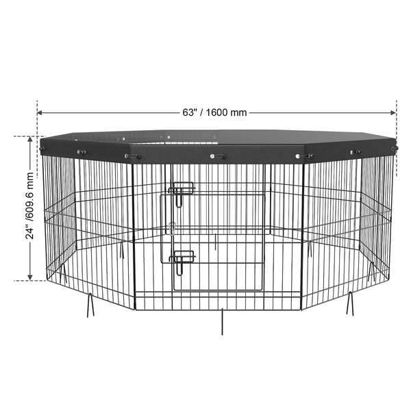 Hundhage, 160x160x61 cm, Svart, Metall, Fällbar med Topplock