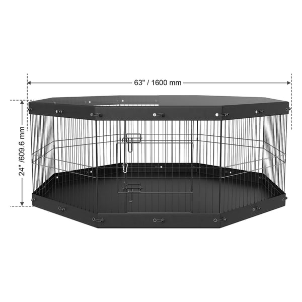 Hundhage, 8-panel hopfällbar metall lekhage för husdjur 160x160x61 cm, svart, inomhus/utomhus