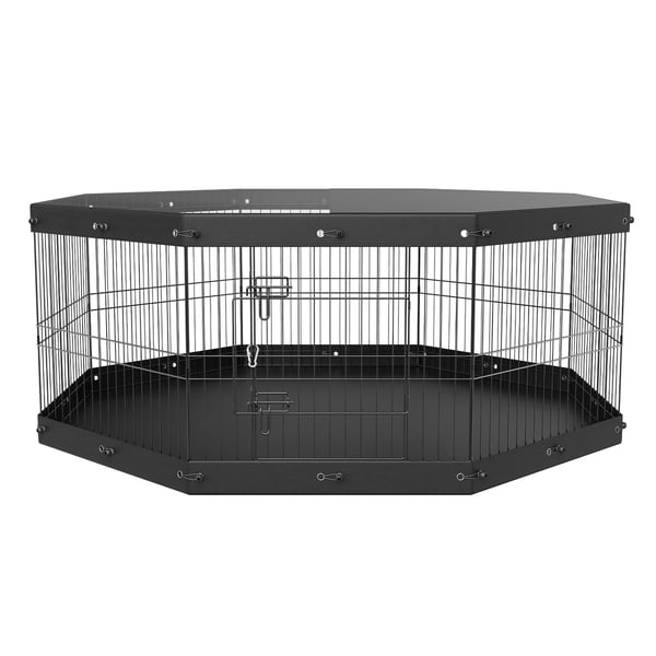 Hundhage, 8-panel hopfällbar metall lekhage för husdjur 160x160x61 cm, svart, inomhus/utomhus