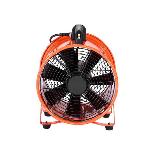 Ventilaattoripuhallin, 25,4 cm kannettava teollisuuspuhallin 10 m letkulla, oranssi, teräs