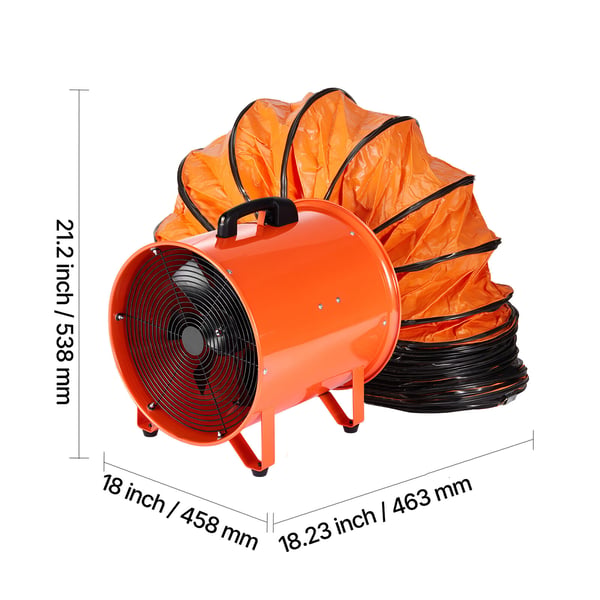Ventilator, 40,6 cm portabel högprestandafläkt, 46,2x45x56,5 cm, orange, stål