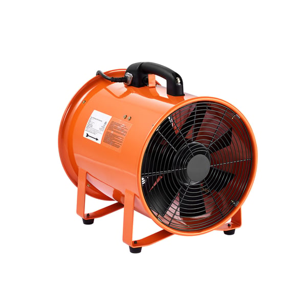 Ventilationsfläkt, 30,5 cm portabel högpresterande fläkt, 380x357x438 mm, orange, stål