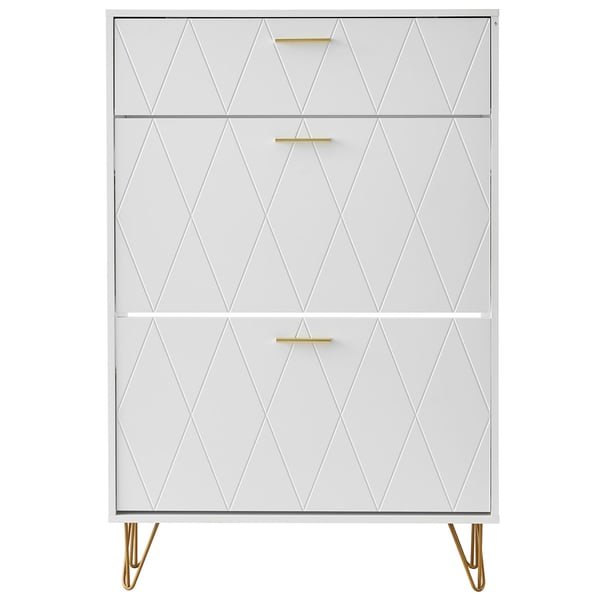 Skoskab, 3 vippe-skuffer, 80x23,9x120 cm, hvid, opbevaring