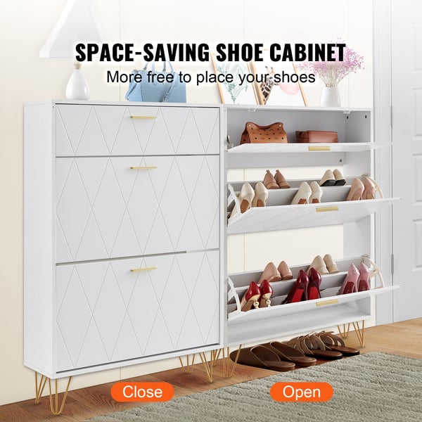 Skoskab, 3 vippe-skuffer, 80x23,9x120 cm, hvid, opbevaring