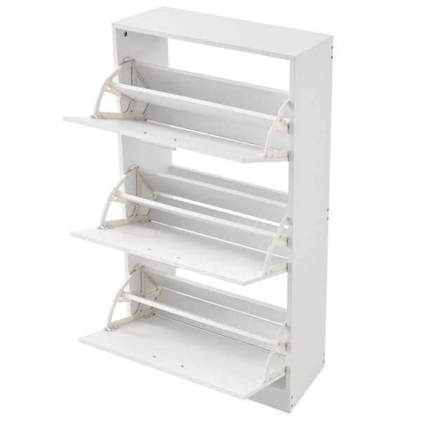 Skoskab, 3 vippe-skuffer, 60x23,7x120 cm, Hvid, Opbevaring