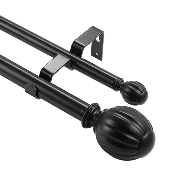 Dobbelt gardinstang, 91,4-182,9 cm justerbar, sort, stål