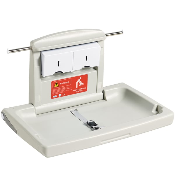 Baby puslebord, vægmonteret horisontalt foldbart, 86x56,5x50 cm, hvid, HDPE Baby puslebord, vægmonteret horisontalt foldbart, 86x56,5x50 cm, hvid, HDPE