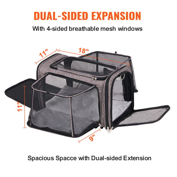 Husdjurstransport med hjul, 44,5x28,5x29 cm, Grå, Rullande transportbur