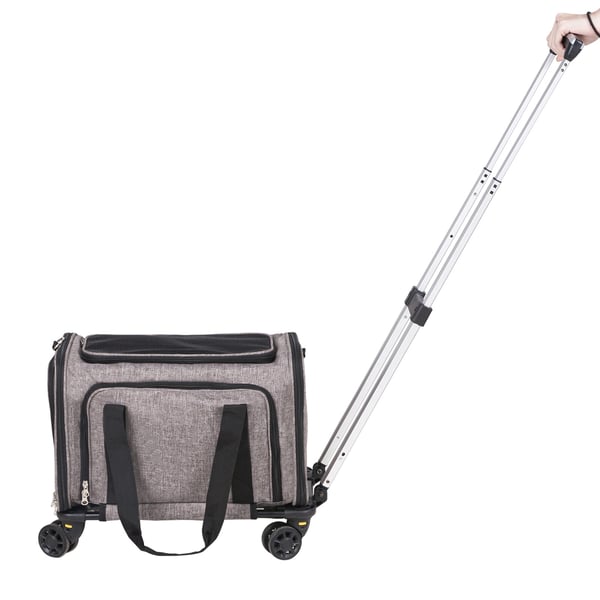 Husdjurstransport med hjul, 44,5x28,5x29 cm, Grå, Rullande transportbur