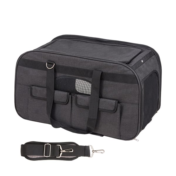 Kæledyrstransport med hjul, 65x36x37 cm, Sort, Oxford-stof