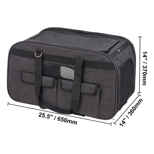 Kæledyrstransport med hjul, 65x36x37 cm, Sort, Oxford-stof