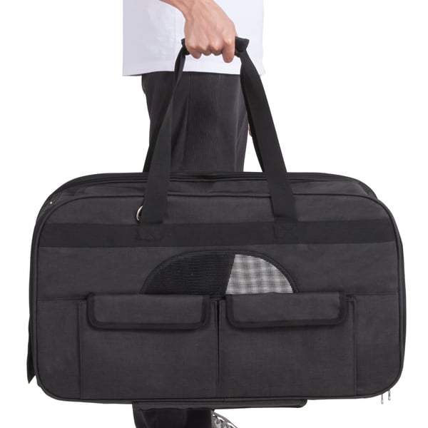 Kæledyrstransport med hjul, 65x36x37 cm, Sort, Oxford-stof