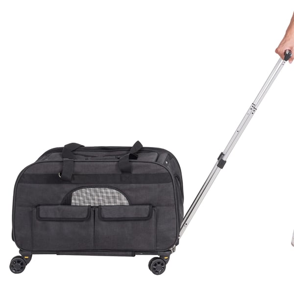 Kæledyrstransport med hjul, 65x36x37 cm, Sort, Oxford-stof