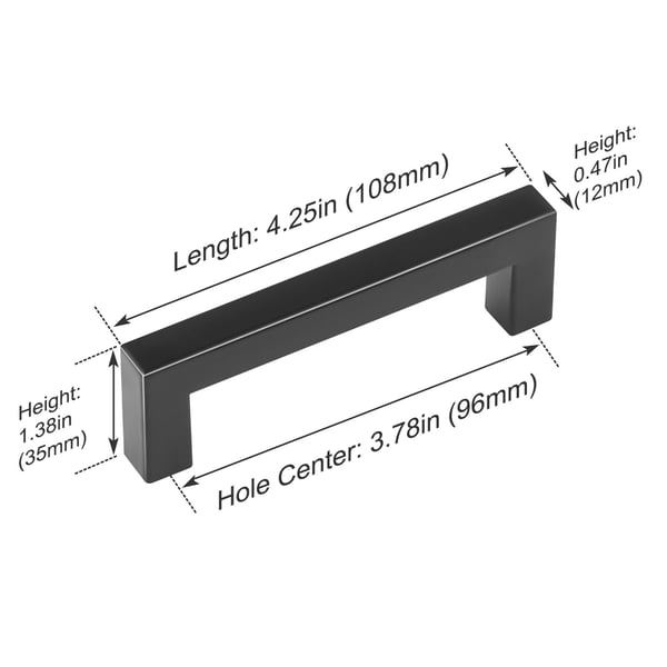 Greb til skabe, 30 stk., 108x12x35 mm, sort, rustfrit stål