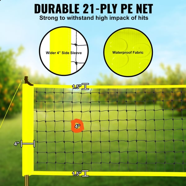 Volleyballnet System, Justerbare stålpæle 975x91 cm, Udendørs