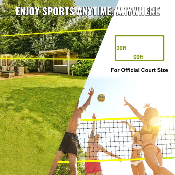 Volleyballnet System, Justerbare stålpæle 975x91 cm, Udendørs