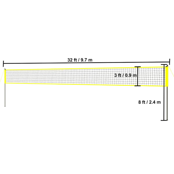 Volleyballnet System, Justerbare stålpæle 975x91 cm, Udendørs