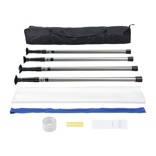 Pölynsuojausjärjestelmä, 304,8 cm teleskooppitangot, 999,7x399,9 cm muovikalvo