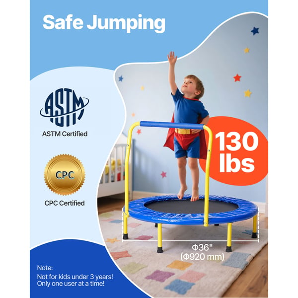 Trampolin, 91,4x91,4 cm, Sammenklappelig, Indendørs/udendørs, Børn, Stål