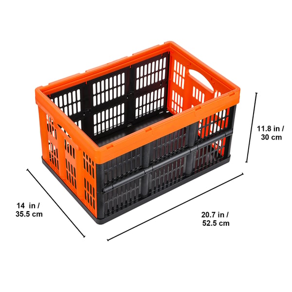 Förvaringskorg, 52.5x35.5x30 cm, Svart, Plast, Fällbar Stapelbar Förvaring