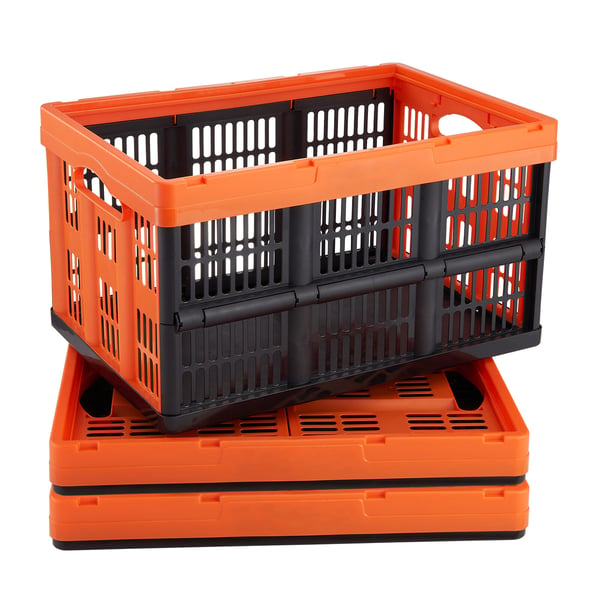 Förvaringskorg, 52.5x35.5x30 cm, Svart, Plast, Fällbar Stapelbar Förvaring