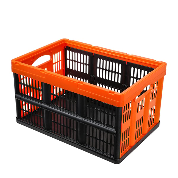 Förvaringskorg, 52.5x35.5x30 cm, Svart, Plast, Fällbar Stapelbar Förvaring