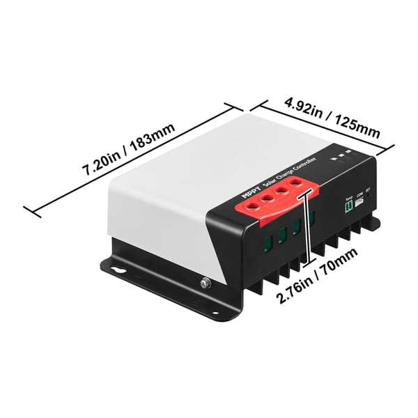 Aurinkolataussäädin MPPT 183x125x70 mm musta, Bluetooth-moduuli
