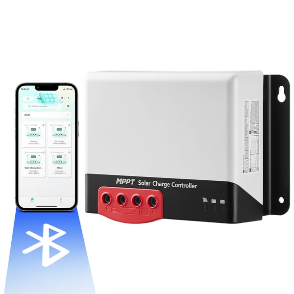 Aurinkolataussäädin MPPT 183x125x70 mm musta, Bluetooth-moduuli