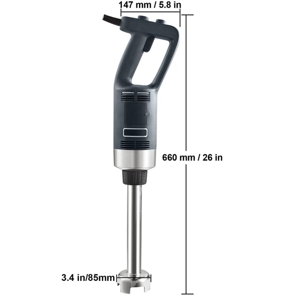 Stavblender, 750 Watt, 66x14.7x10.2 cm, Rustfrit stål