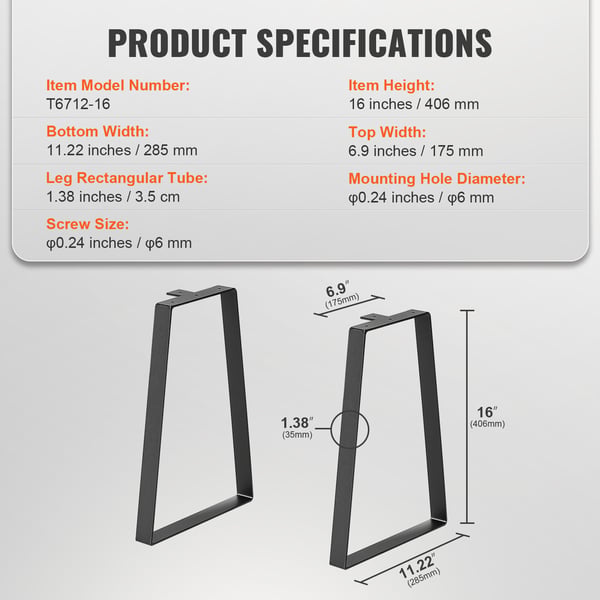 Pöydän jalat, 406.4x175x285 mm, musta, teräs