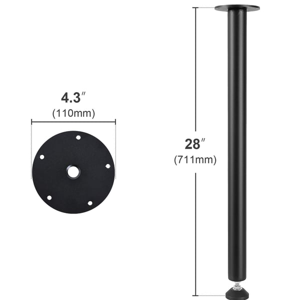 Pöydänjalat, Säädettävät Vahvistetut Teräs, 4 kpl, 71,1 cm, Musta
