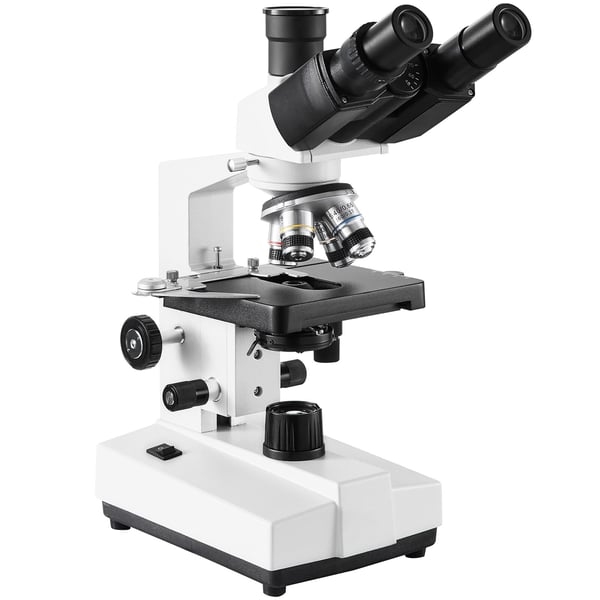 Trinokulärt sammansatt mikroskop 220x140x360 mm, LED-belysning, laboratorium