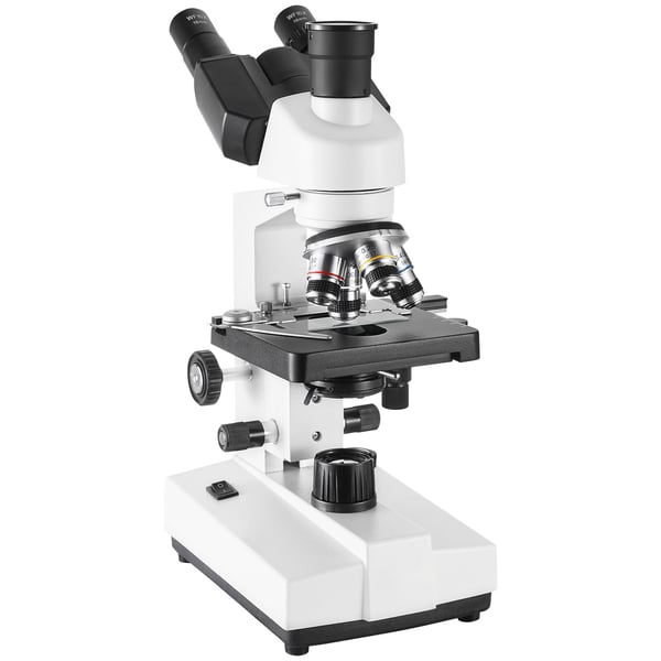 Trinokulärt sammansatt mikroskop 220x140x360 mm, LED-belysning, laboratorium