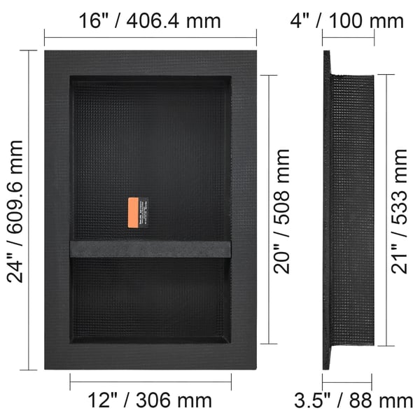 Bruseniche dobbelt hylde organizer, 40,6x61 cm, sort, vandtæt opbevaring