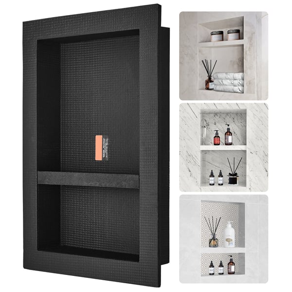 Bruseniche dobbelt hylde organizer, 40,6x61 cm, sort, vandtæt opbevaring