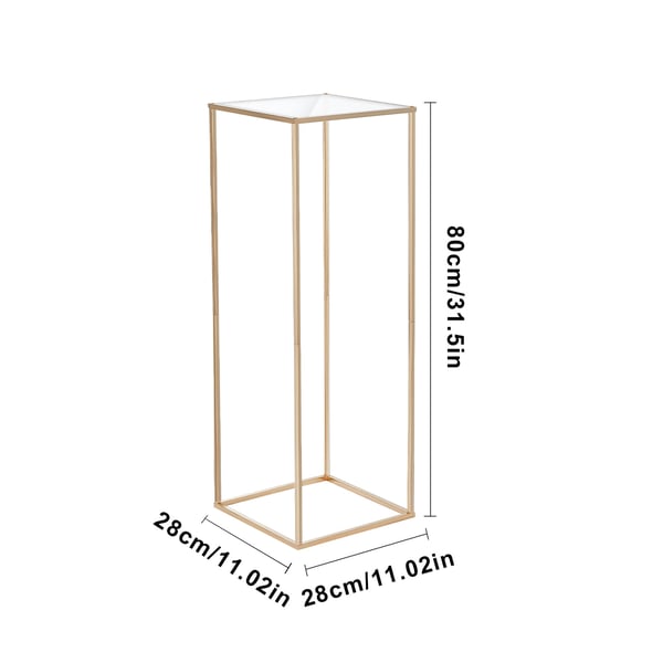 Bryllupsblomststander, 28x28x80 cm, Guld, Metal Geometrisk Midterstykke