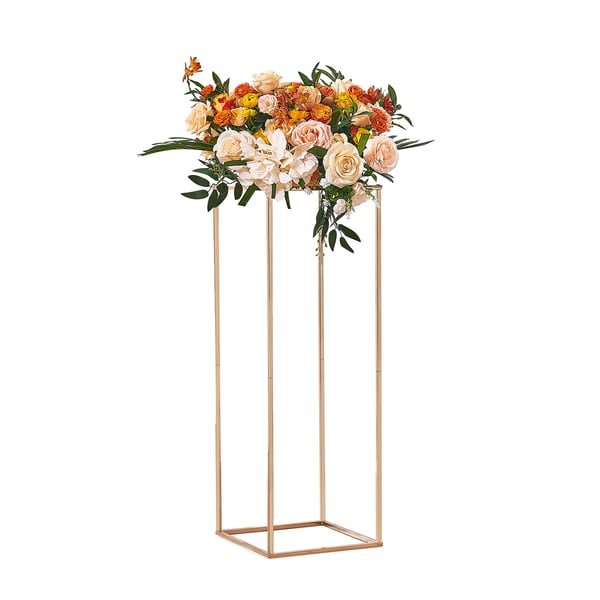Bryllupsblomststander, 28x28x80 cm, Guld, Metal Geometrisk Midterstykke