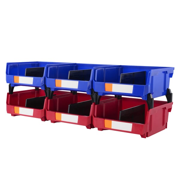 Förvaringslåda, 27,6x27,9x12,8 cm, Blå/Röd, Plast, Stapelbar förvaring