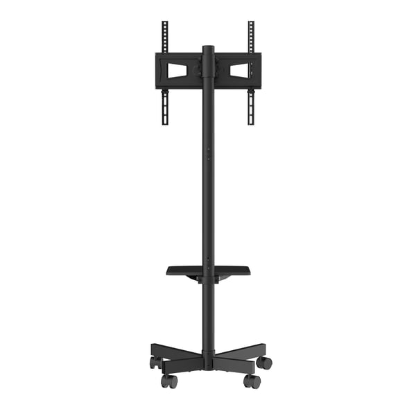 TV-bänk, Mobil höjdjusterbar TV-bänk med hjul, 50,5x41,5x153,8 cm, Svart, Stål